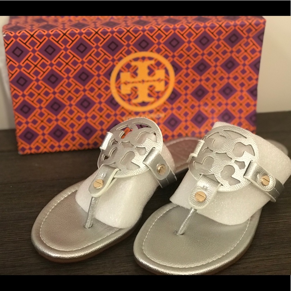 Tory Burch silver sandals. Brand new with box
